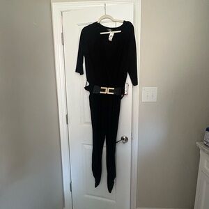 Valia Black Jumpsuit with Stylish Belt